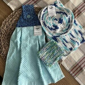 Handmade Kitchen Towel Trivet Scrubber Cloth Potholder Set